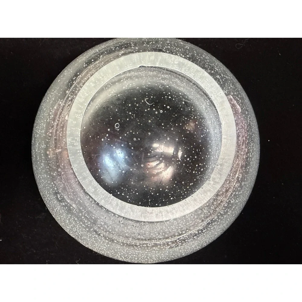 Hand Blown‎ Clear Controlled Bubble Glass Bowl Bullicante Art Glass Centerpiece